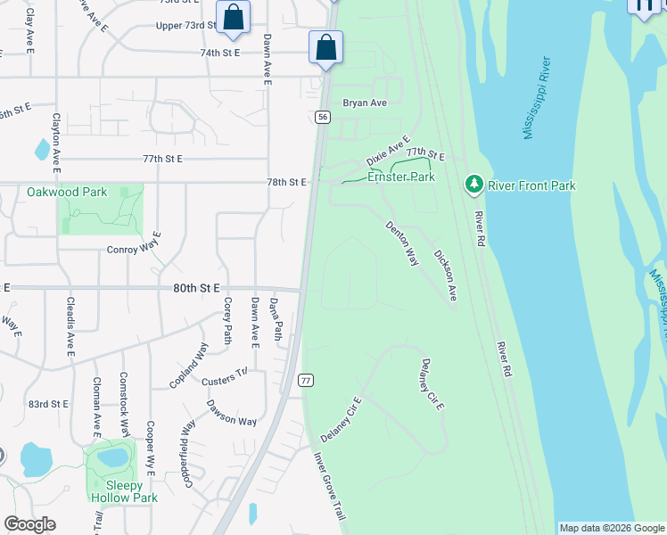 map of restaurants, bars, coffee shops, grocery stores, and more near 7917 Dempsey Way in Inver Grove Heights