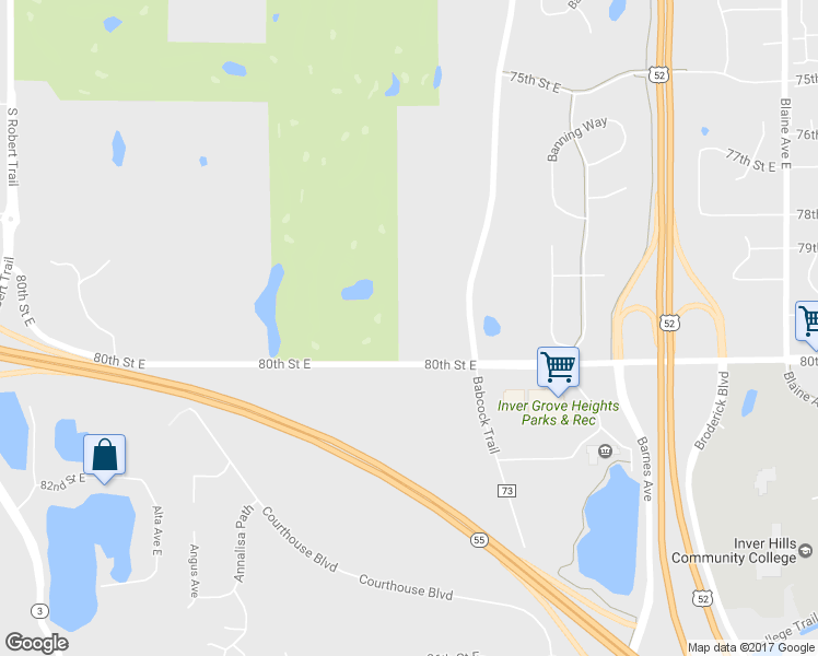 map of restaurants, bars, coffee shops, grocery stores, and more near 1771 80th Street East in Inver Grove Heights