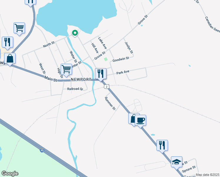 map of restaurants, bars, coffee shops, grocery stores, and more near 84 Elm Street in Newport
