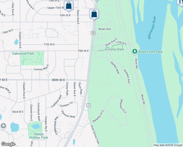 map of restaurants, bars, coffee shops, grocery stores, and more near 7898 Danner Court in Inver Grove Heights