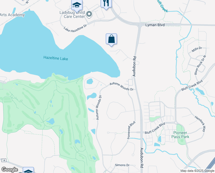map of restaurants, bars, coffee shops, grocery stores, and more near 3310 Julian Drive in Chaska