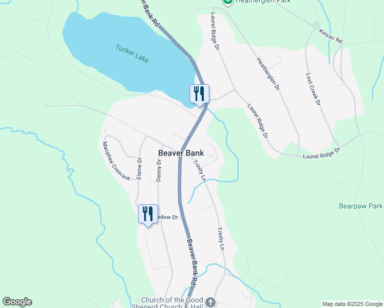 map of restaurants, bars, coffee shops, grocery stores, and more near 157 Trinity Lane in Beaver Bank