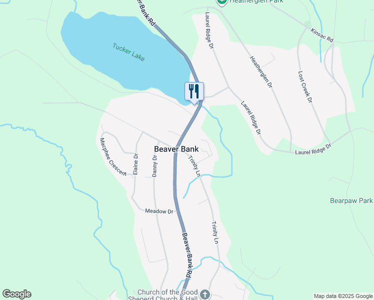 map of restaurants, bars, coffee shops, grocery stores, and more near 157 Trinity Lane in Beaver Bank