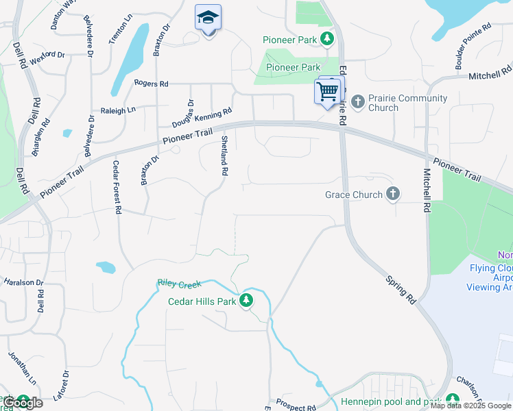 map of restaurants, bars, coffee shops, grocery stores, and more near 16450 Valley Road in Eden Prairie