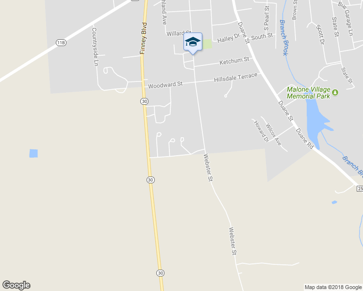 map of restaurants, bars, coffee shops, grocery stores, and more near 56 Spring Flower Drive in Malone