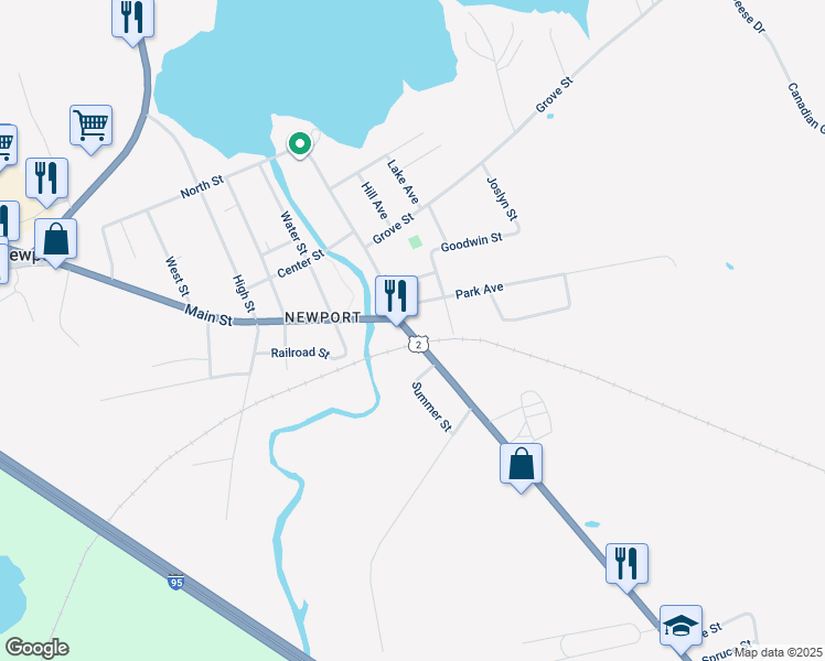 map of restaurants, bars, coffee shops, grocery stores, and more near 84 Elm Street in Newport