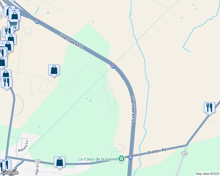 map of restaurants, bars, coffee shops, grocery stores, and more near 117 Sunrise Drive in Saint Albans City