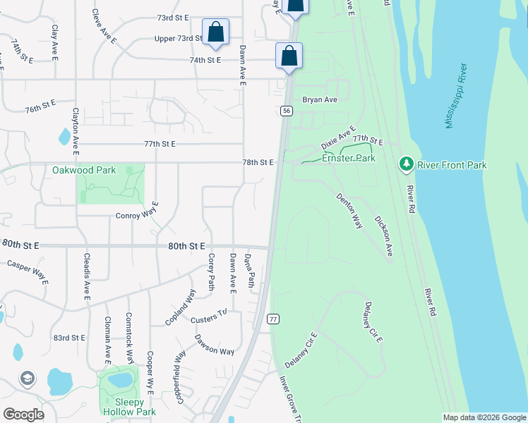 map of restaurants, bars, coffee shops, grocery stores, and more near 7898 Danner Court in Inver Grove Heights
