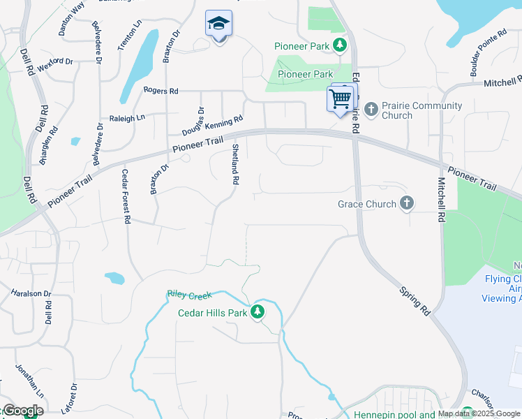 map of restaurants, bars, coffee shops, grocery stores, and more near 16450 Valley Road in Eden Prairie