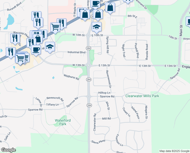 map of restaurants, bars, coffee shops, grocery stores, and more near 1462 Mallard Place in Waconia