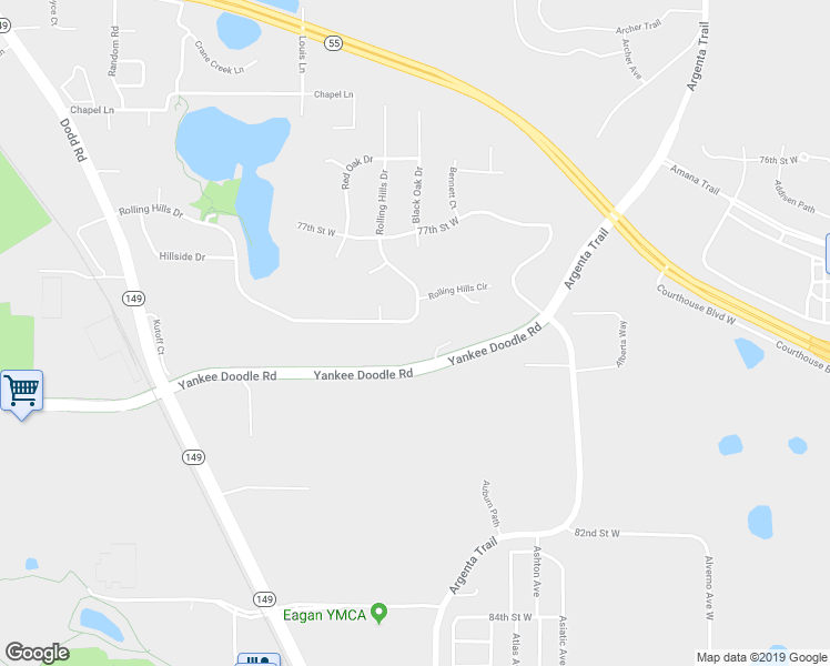 map of restaurants, bars, coffee shops, grocery stores, and more near 3302 Rolling Hills Drive in Eagan