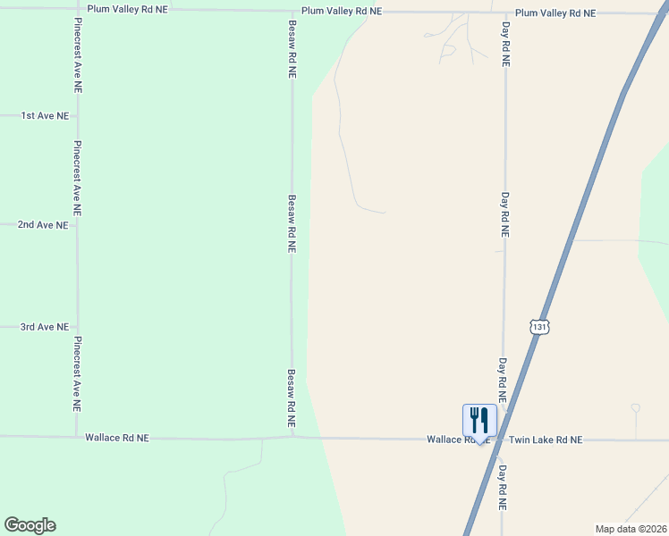 map of restaurants, bars, coffee shops, grocery stores, and more near 8000-8998 Besaw Road Northeast in Mancelona