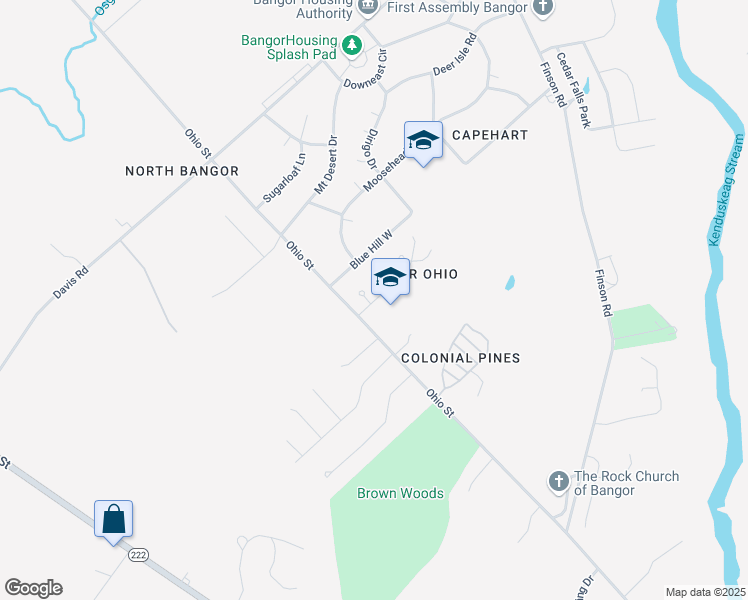 map of restaurants, bars, coffee shops, grocery stores, and more near 13 Apple Lane in Bangor