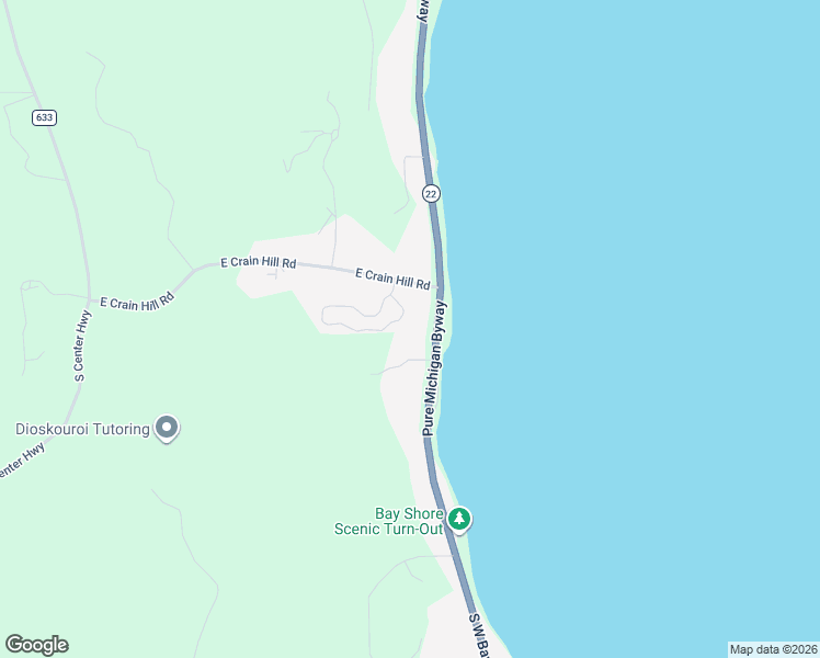 map of restaurants, bars, coffee shops, grocery stores, and more near 9901-10099 E Leeward Shores Dr in Traverse City