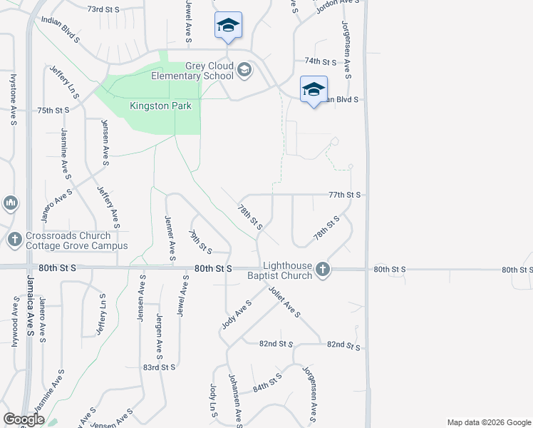 map of restaurants, bars, coffee shops, grocery stores, and more near 9655 77th Street South in Cottage Grove