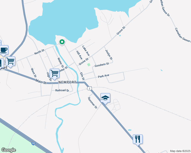 map of restaurants, bars, coffee shops, grocery stores, and more near 28 Park Avenue in Newport