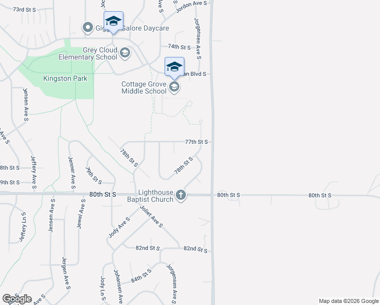 map of restaurants, bars, coffee shops, grocery stores, and more near 9929 77th Street South in Cottage Grove