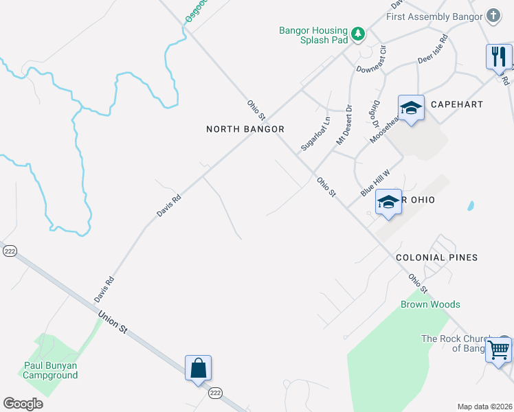 map of restaurants, bars, coffee shops, grocery stores, and more near 370 Davis Road in Bangor