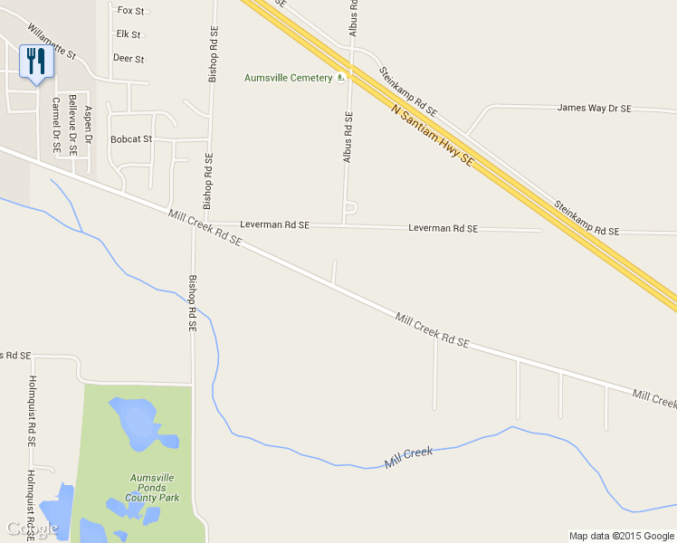 map of restaurants, bars, coffee shops, grocery stores, and more near 10313 Mill Creek Road Southeast in Aumsville