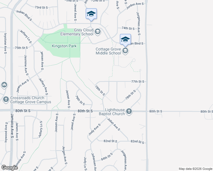 map of restaurants, bars, coffee shops, grocery stores, and more near 9655 77th Street South in Cottage Grove