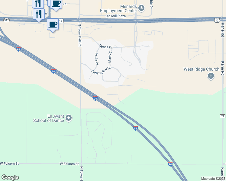 map of restaurants, bars, coffee shops, grocery stores, and more near 5540 Cyndi Court in Eau Claire