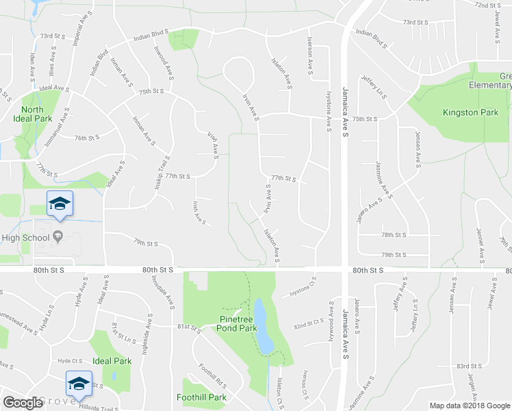 map of restaurants, bars, coffee shops, grocery stores, and more near 7843 Isleton Avenue South in Cottage Grove