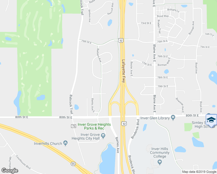 map of restaurants, bars, coffee shops, grocery stores, and more near 7740 Barbara Avenue in Inver Grove Heights