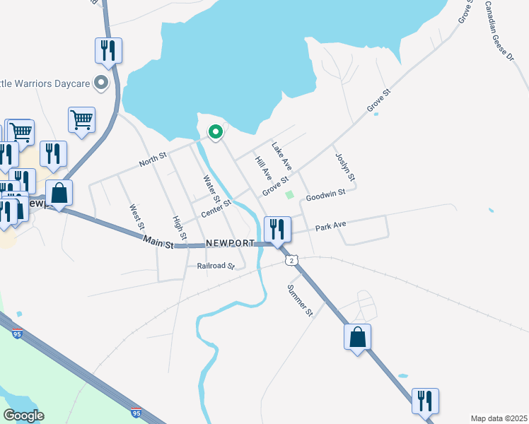 map of restaurants, bars, coffee shops, grocery stores, and more near 43 Elm Street in Newport