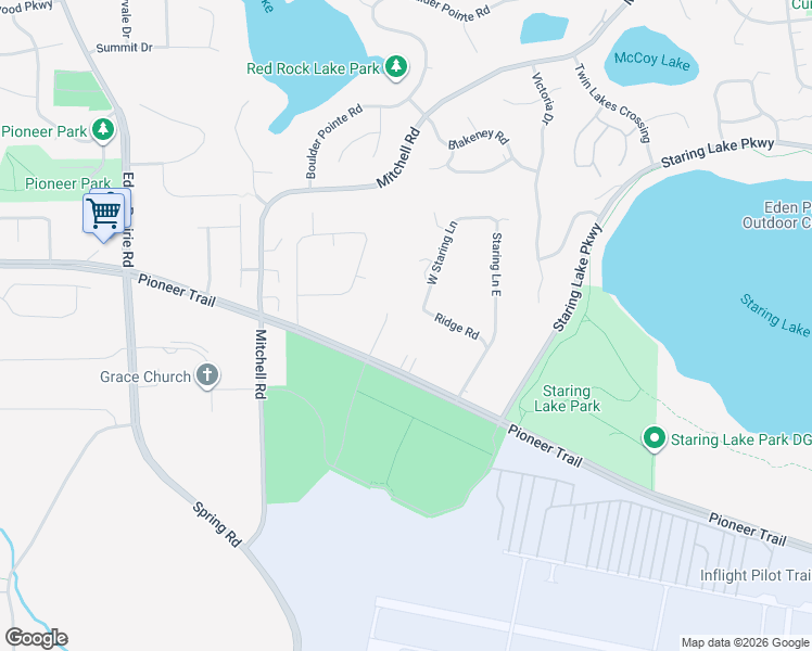 map of restaurants, bars, coffee shops, grocery stores, and more near 9213 La Rivier Court in Eden Prairie