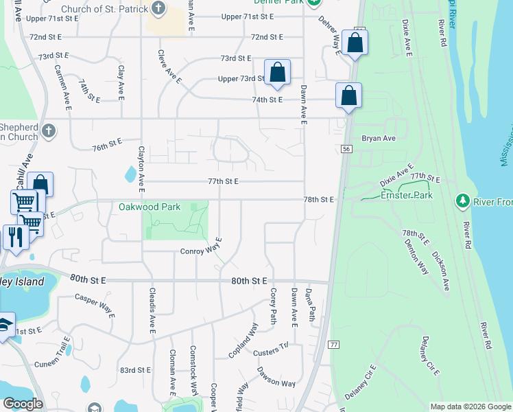 map of restaurants, bars, coffee shops, grocery stores, and more near 7839 Corey Path in Inver Grove Heights