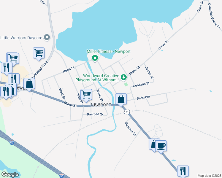 map of restaurants, bars, coffee shops, grocery stores, and more near in Newport