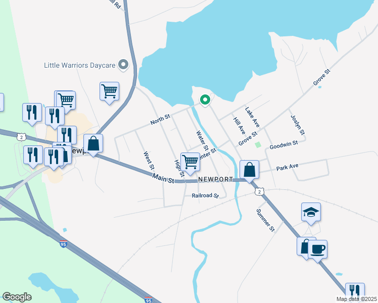 map of restaurants, bars, coffee shops, grocery stores, and more near 22 Shaw Street in Newport