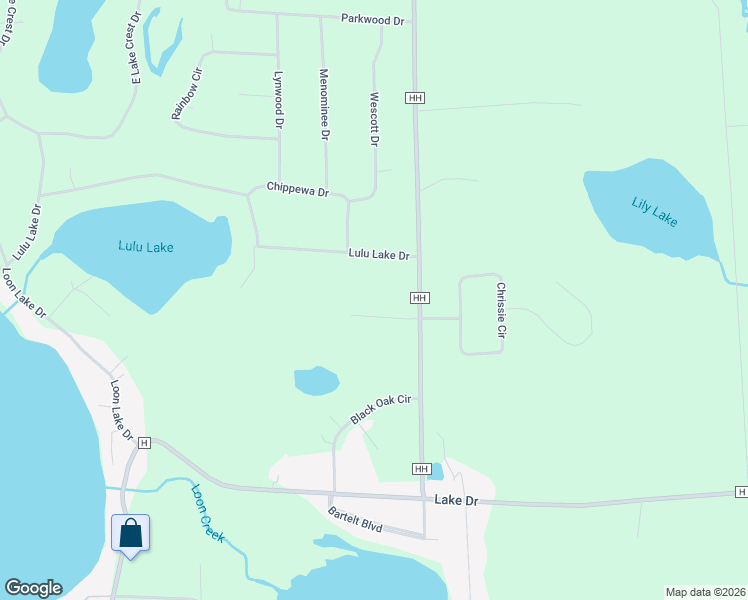 map of restaurants, bars, coffee shops, grocery stores, and more near W4940 Lulu Lake Court in Shawano