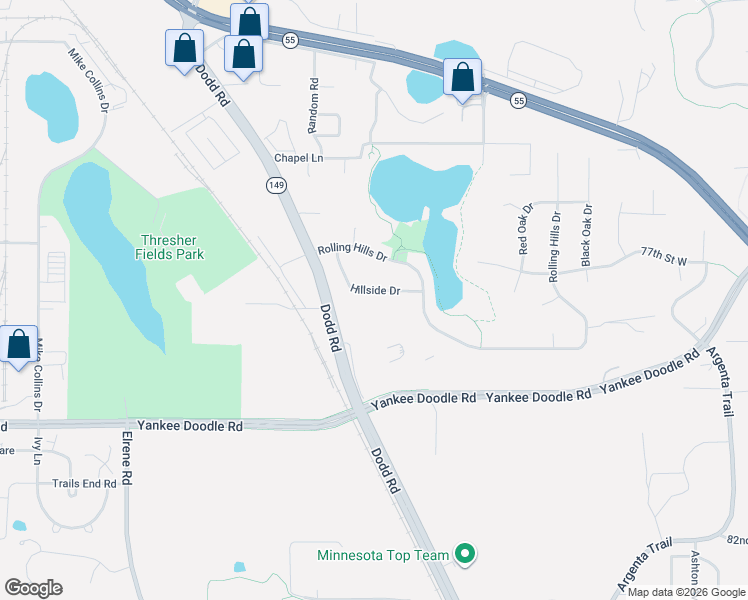 map of restaurants, bars, coffee shops, grocery stores, and more near 3344 Minnesota 149 in Eagan