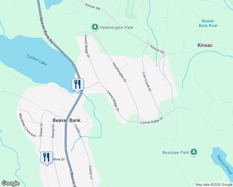 map of restaurants, bars, coffee shops, grocery stores, and more near 276 Beaver Bank Road in Beaver Bank