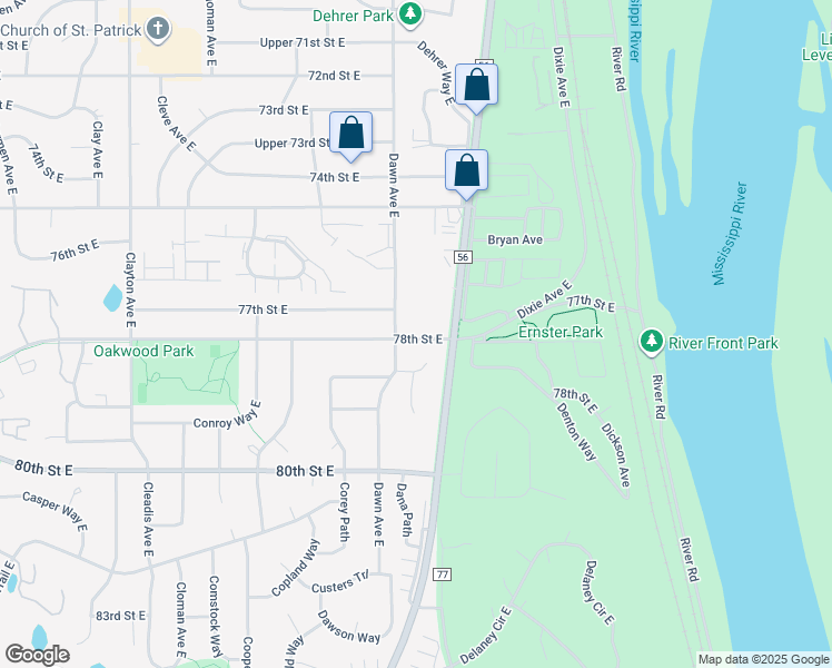 map of restaurants, bars, coffee shops, grocery stores, and more near 7710 Dawn Avenue East in Inver Grove Heights