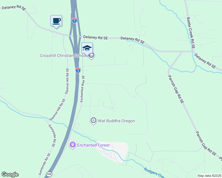 map of restaurants, bars, coffee shops, grocery stores, and more near Enchanted View Lane Southeast in Turner