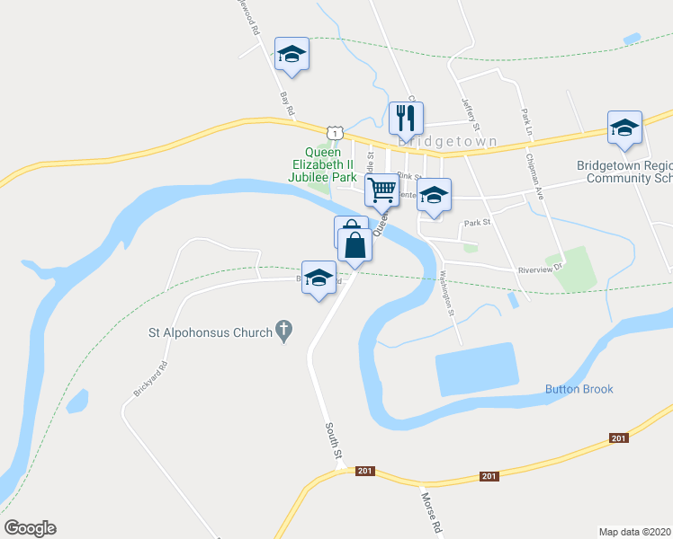 map of restaurants, bars, coffee shops, grocery stores, and more near 73 Queen Street in Bridgetown