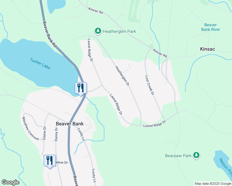 map of restaurants, bars, coffee shops, grocery stores, and more near 309 Beaver Bank Road in Beaver Bank