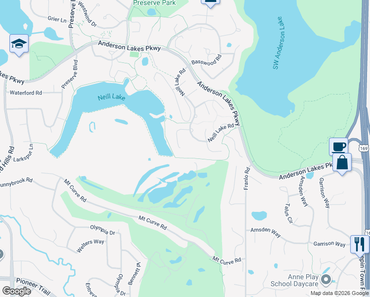 map of restaurants, bars, coffee shops, grocery stores, and more near 9165 Flyway Circle in Eden Prairie