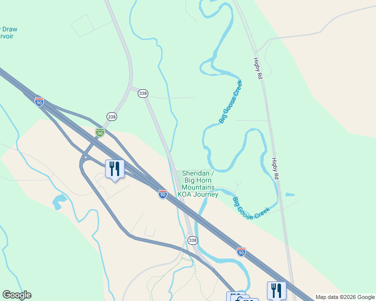 map of restaurants, bars, coffee shops, grocery stores, and more near 73 Decker Road in Sheridan