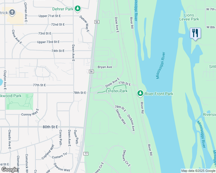 map of restaurants, bars, coffee shops, grocery stores, and more near 4261 77th Street East in Inver Grove Heights