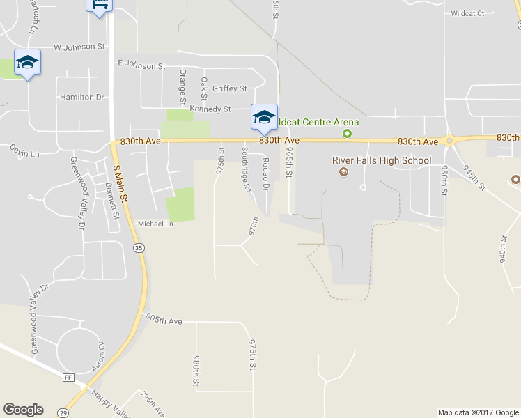 map of restaurants, bars, coffee shops, grocery stores, and more near 1859 Rodao Drive in River Falls