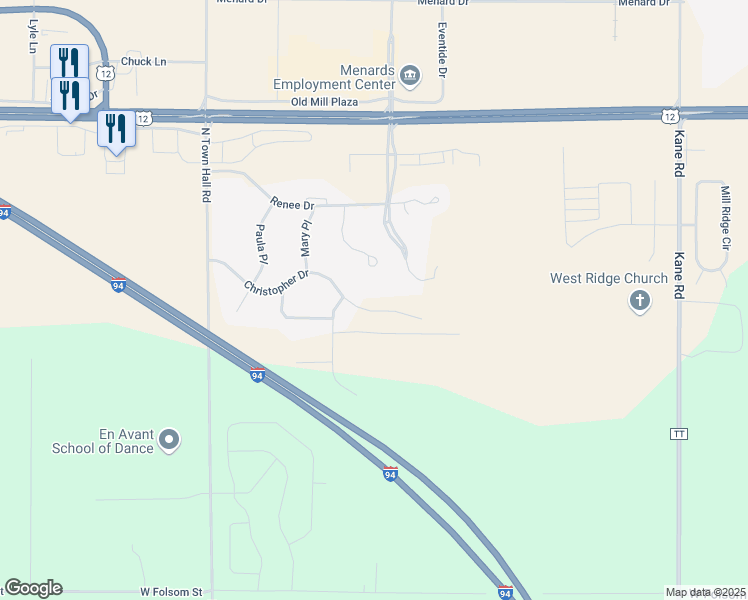 map of restaurants, bars, coffee shops, grocery stores, and more near 5332 Christopher Drive in Eau Claire