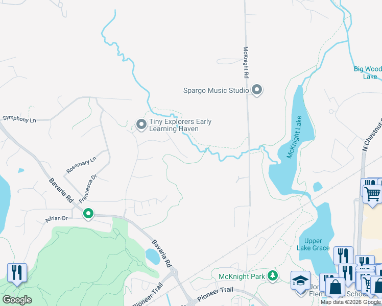 map of restaurants, bars, coffee shops, grocery stores, and more near 848 Bavaria Hills Terrace in Chaska