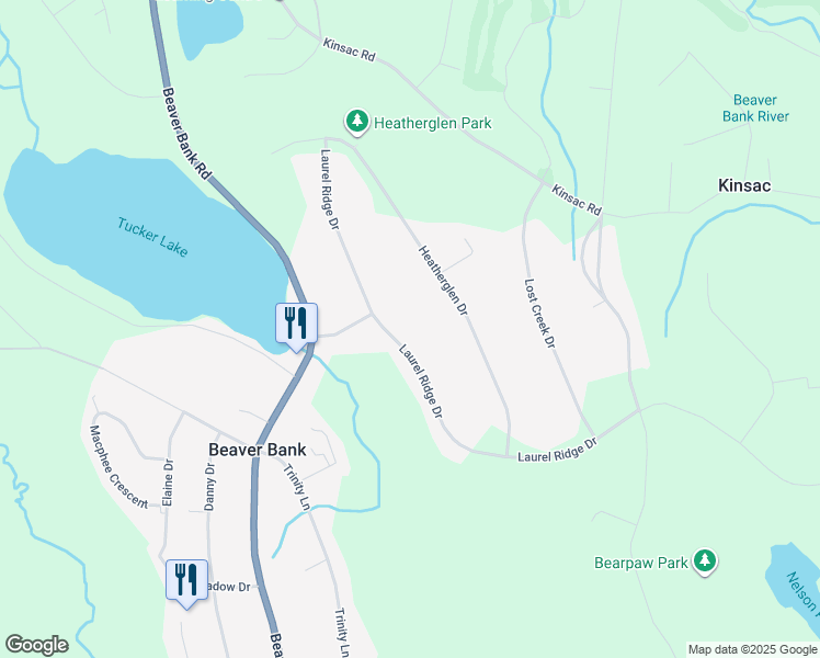 map of restaurants, bars, coffee shops, grocery stores, and more near 327 Laurel Ridge Drive in Beaver Bank