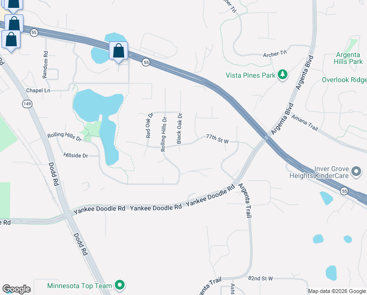 map of restaurants, bars, coffee shops, grocery stores, and more near 3262 Black Oak Drive in Eagan