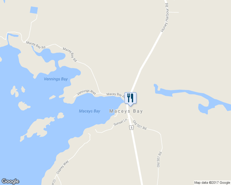 map of restaurants, bars, coffee shops, grocery stores, and more near 32 Macey Bay Road in Port Severn