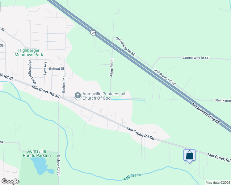 map of restaurants, bars, coffee shops, grocery stores, and more near 8088 Albus Road Southeast in Aumsville