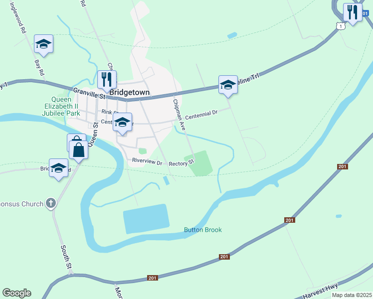 map of restaurants, bars, coffee shops, grocery stores, and more near 3 Chipman Avenue in Bridgetown
